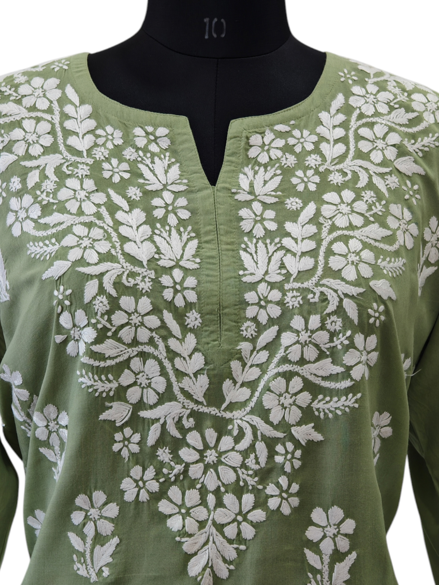 lucknowi chickankari short top green