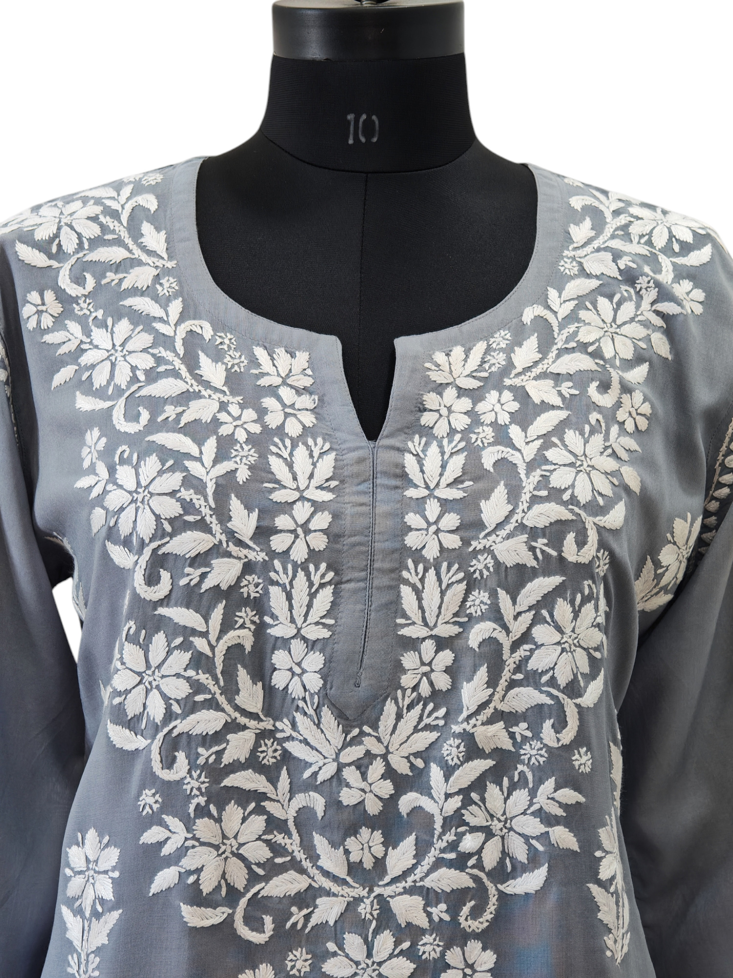 lucknowi chickankari short top grey
