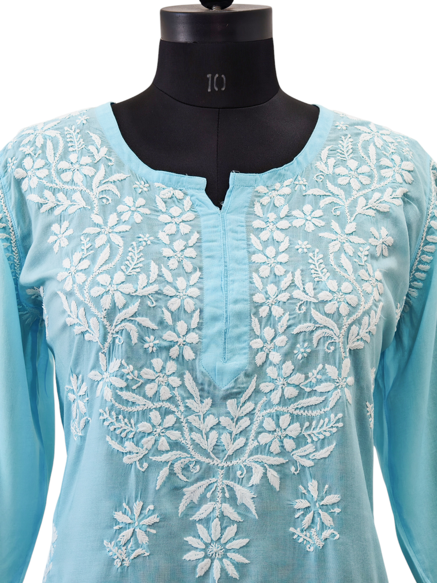 lucknowi chickankari short top blue
