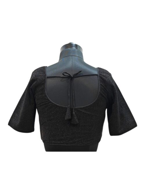 Shimmer Black - Front Open - Elbow Sleeve Blouse