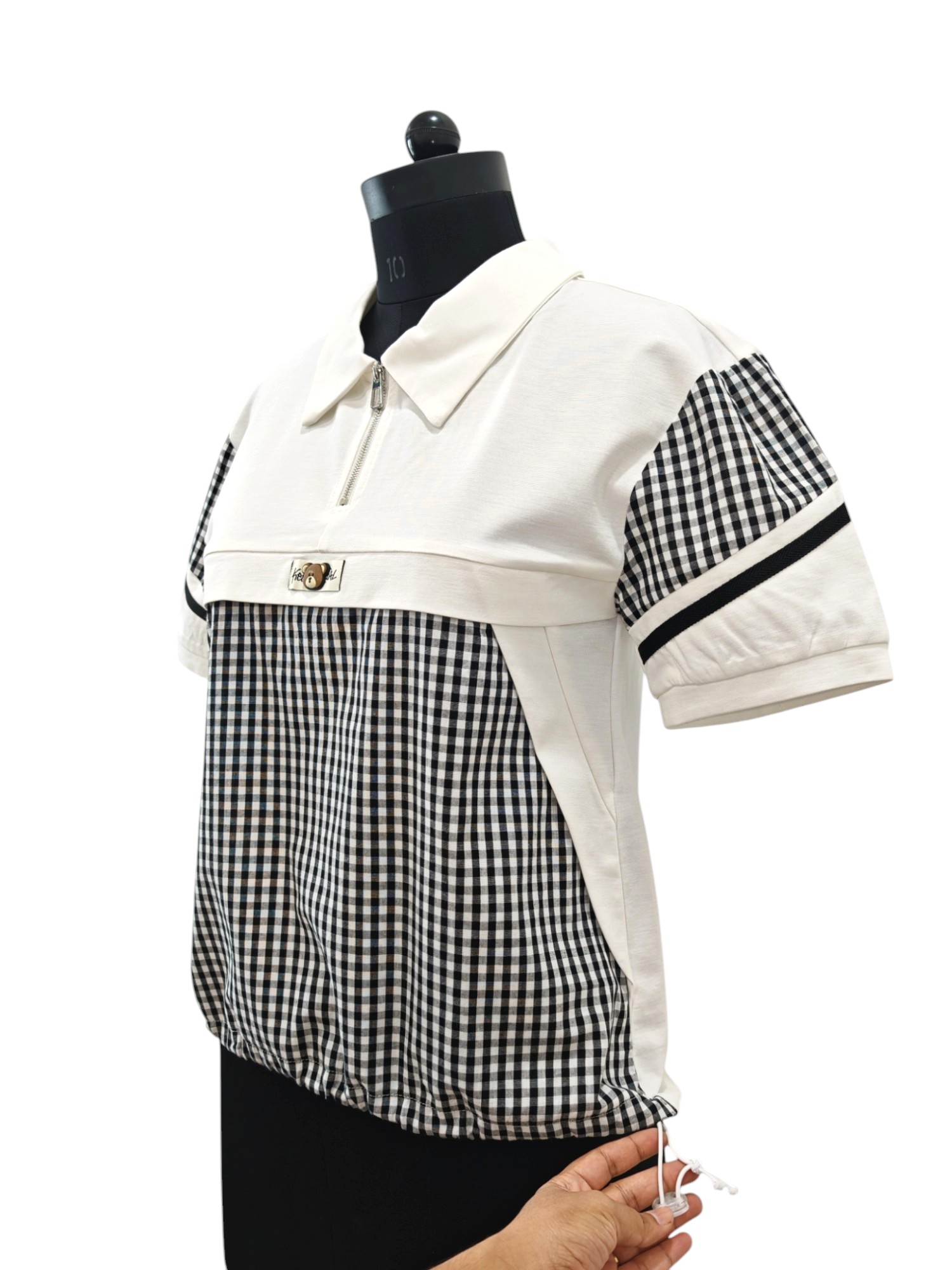 Black white checks t shirt