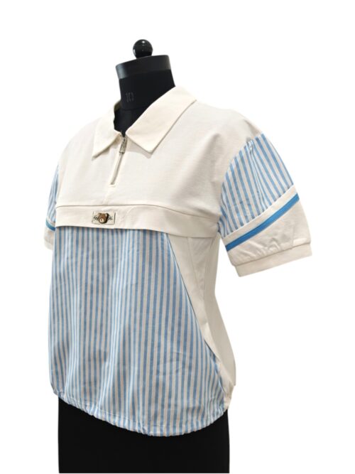 Blue and white stripes t shirt