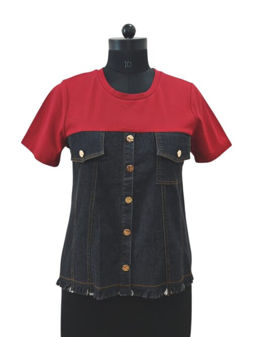 denim t shirt red