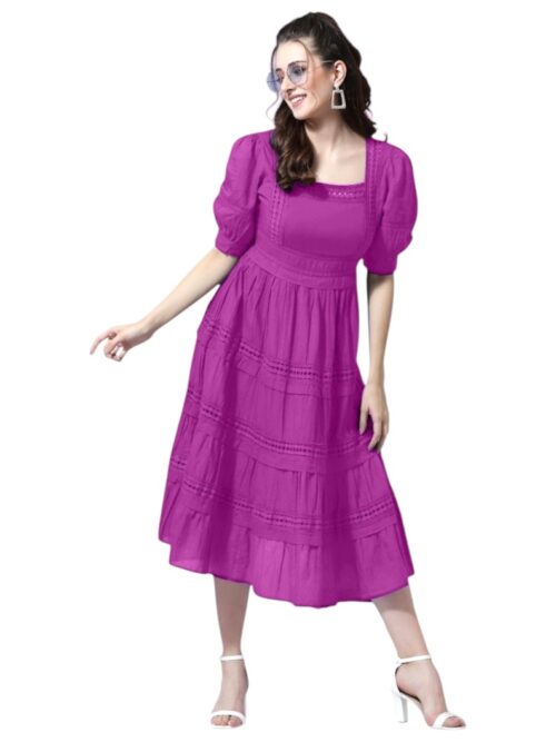 Ootha Poo - Purple - Breeze Tiered Midi Dress