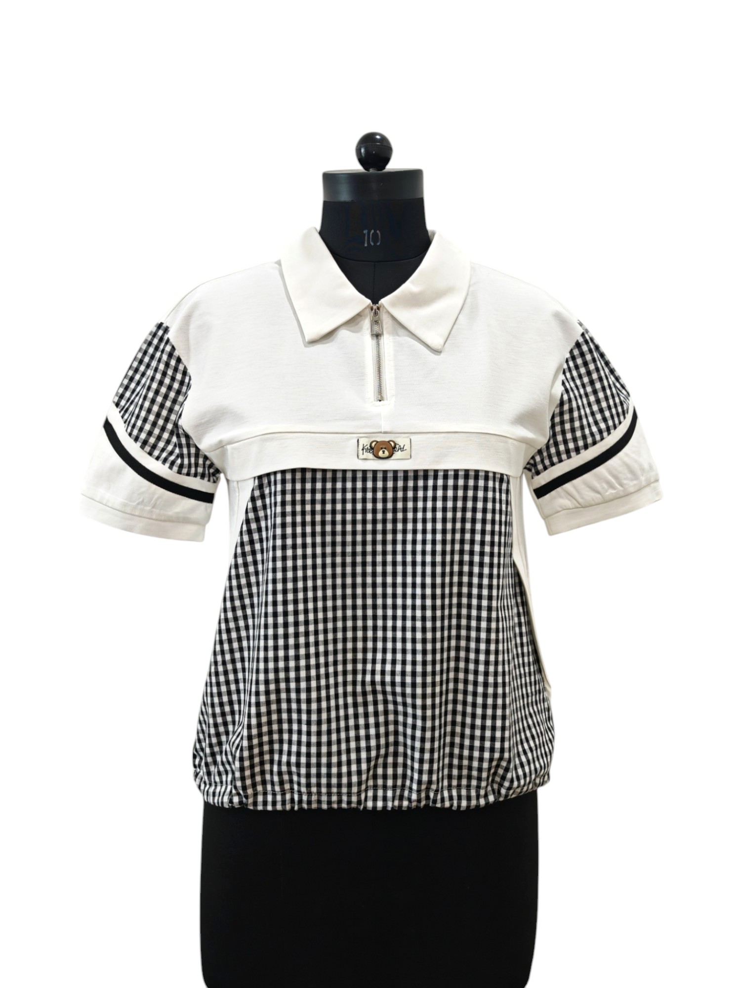 Black white checks t shirt