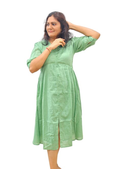 Thulasi - Pistachio Pastel Green - A line Indo Western Style Dress