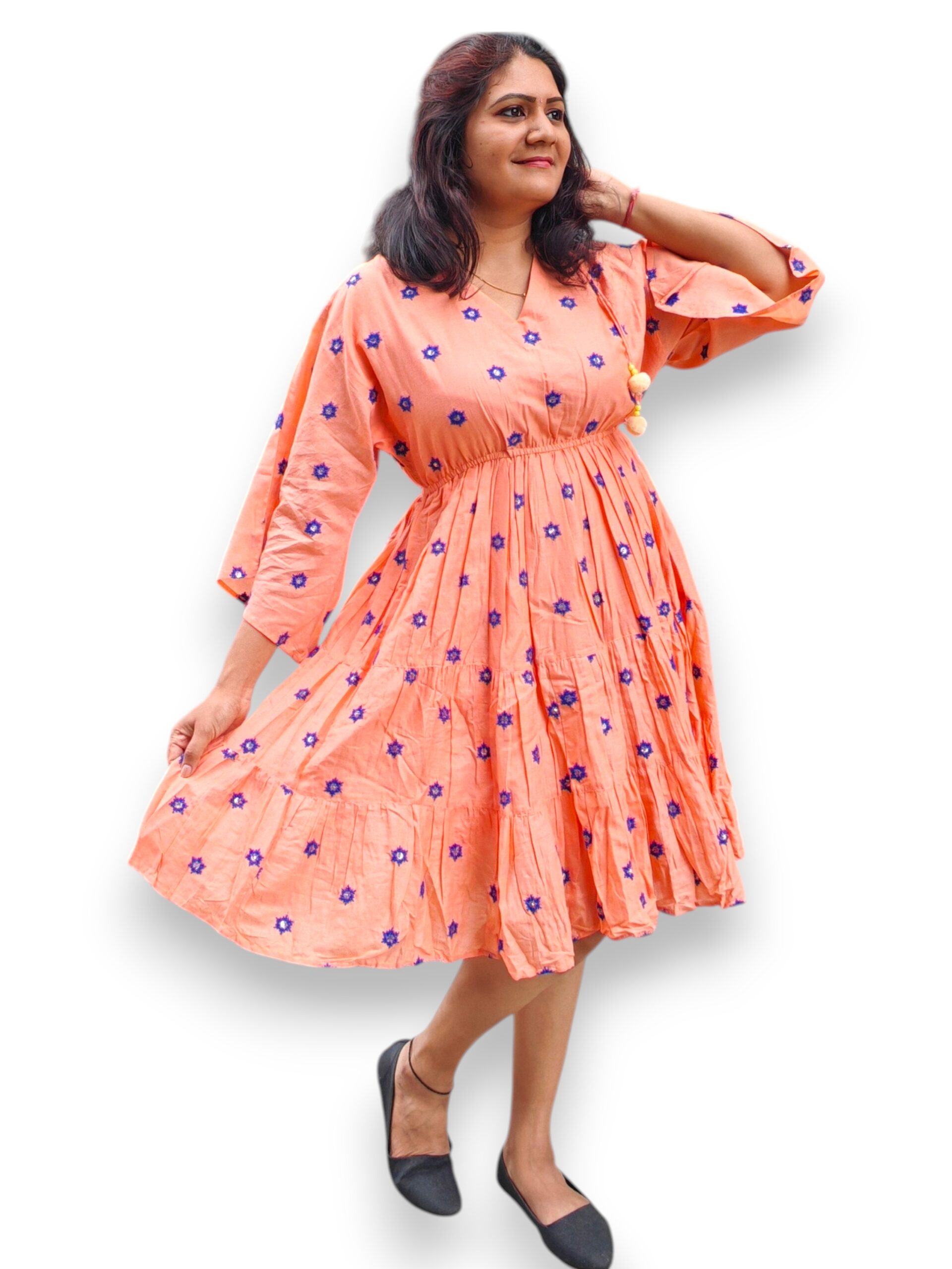 Pappali Pazhame - Orange - Boho Flare Dress Pappali Pazhame - Orange - Boho Flare Dress