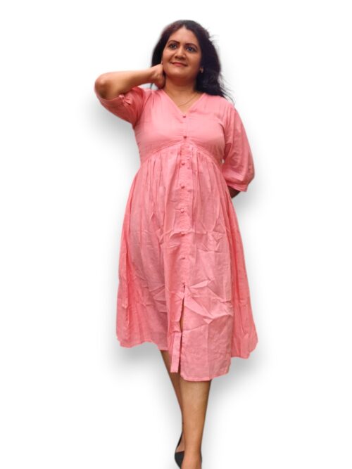 Kayal - Peach Pink - A line Indo Western Style Dress