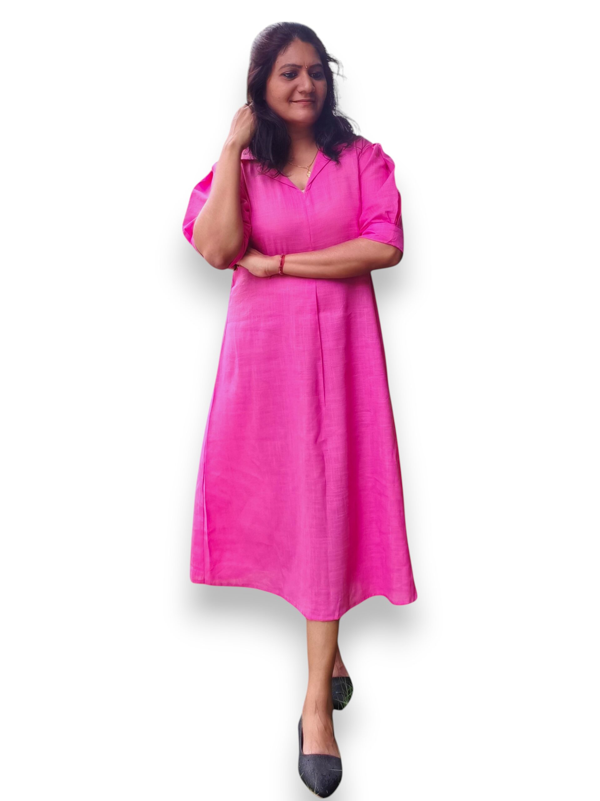 Pink Cotton A Line Dress