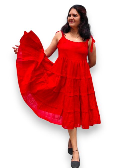 Azhagiya Laila - Red - Cherry Blossom Twirl Dress