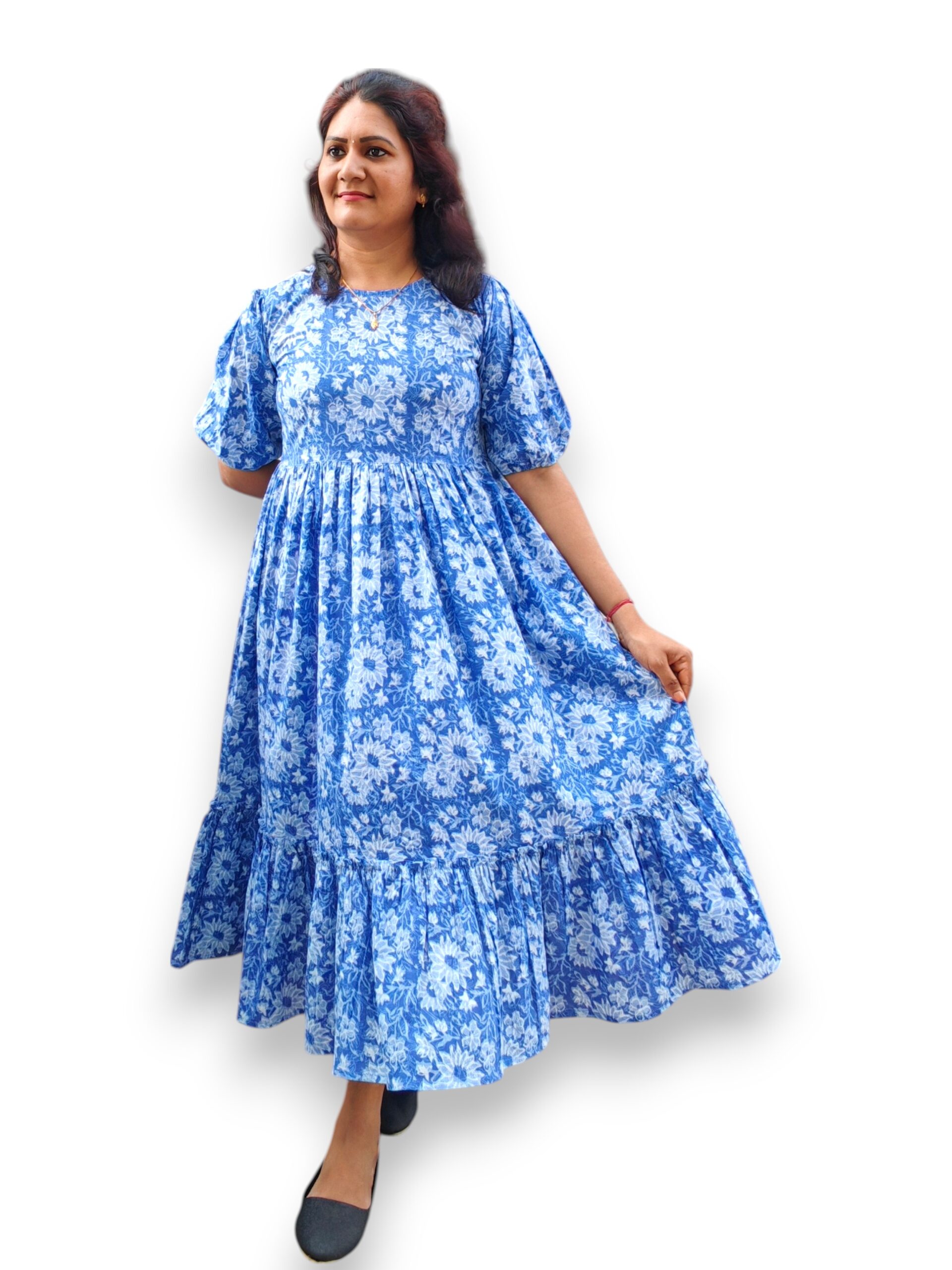 Neelachandra - Cotton - Floral Printed Tiered Dress Neelachandra - Cotton - Floral Printed Tiered Dress