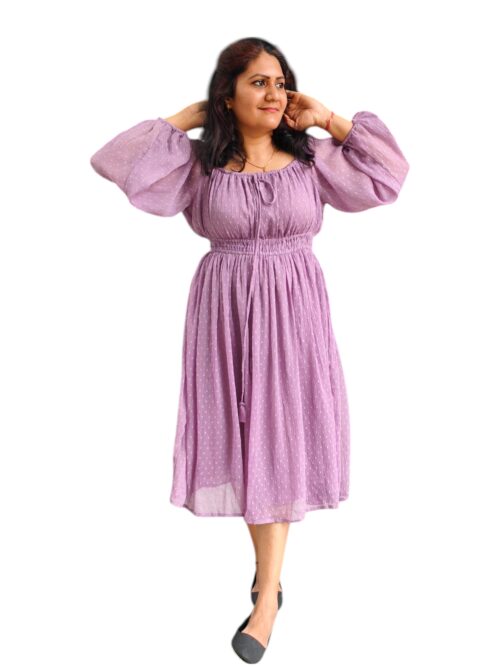 Ilaveni - Lavender - Dobby Chiffon Fit & Flare Dress