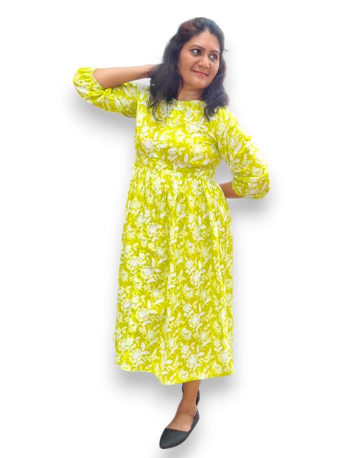 Anicha - Cotton - Fit & Flare Gathered Dress