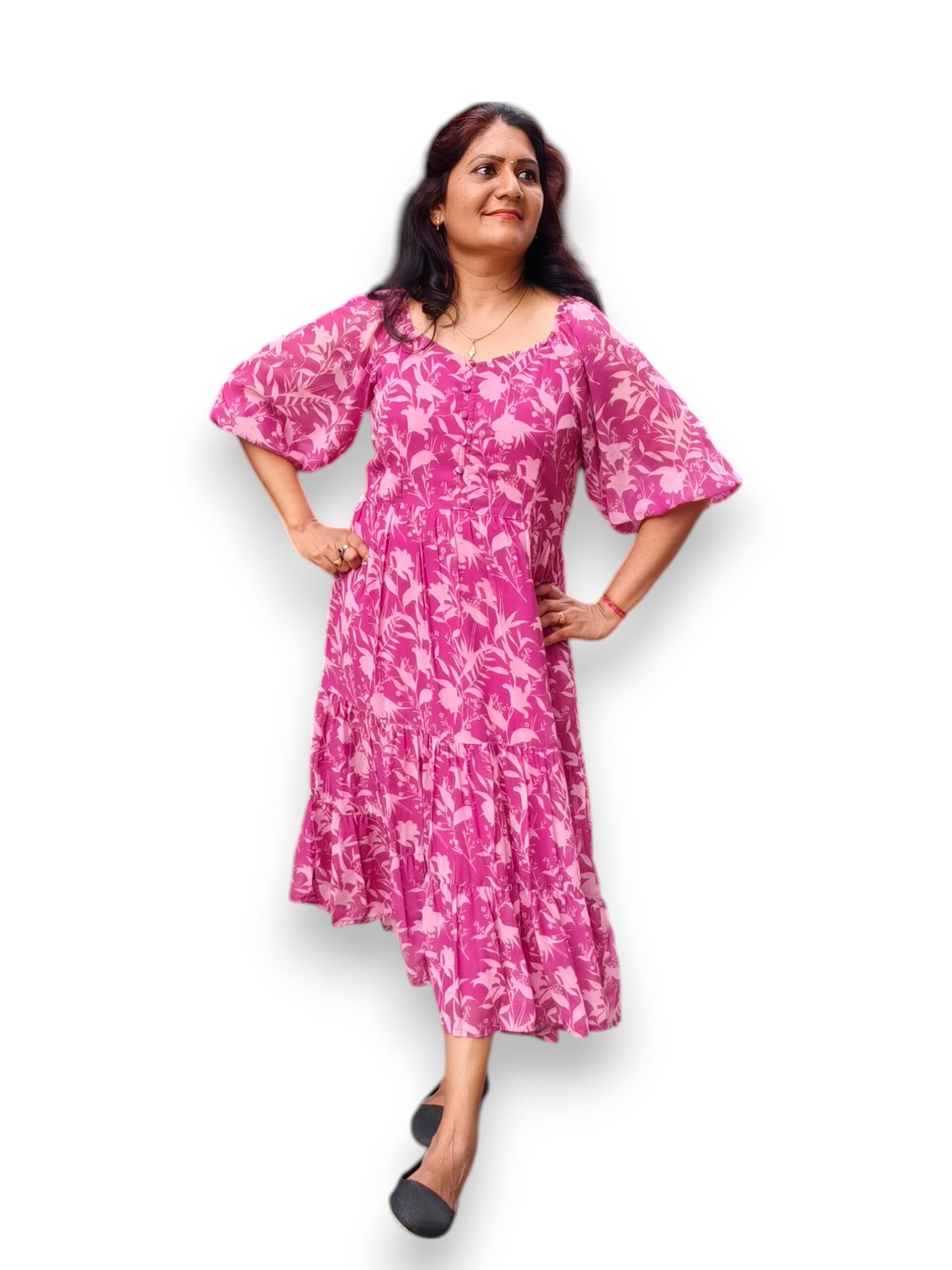 Mauve Pink 3 Tier Gathered Frock