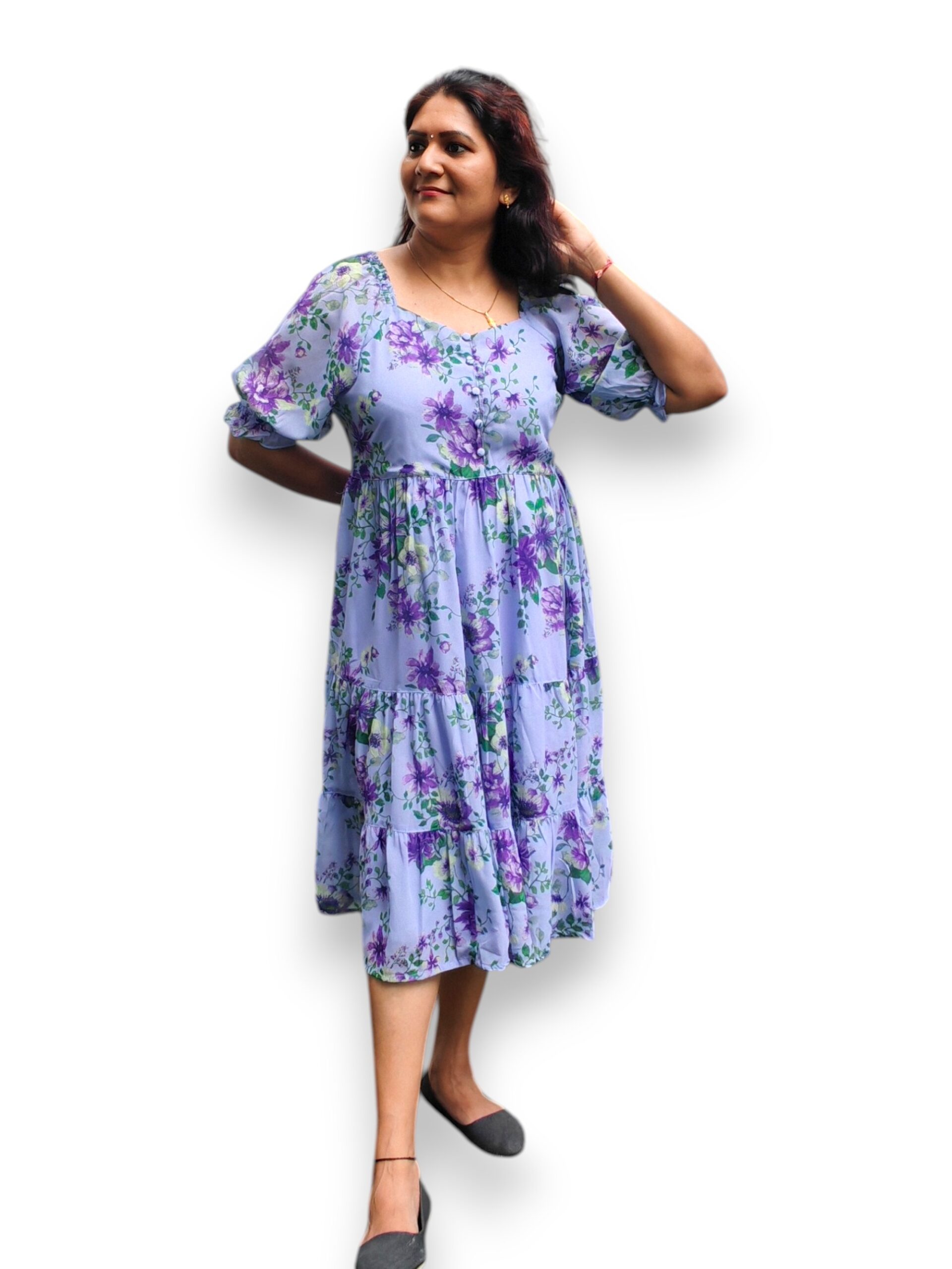 purple lavender georgette frock