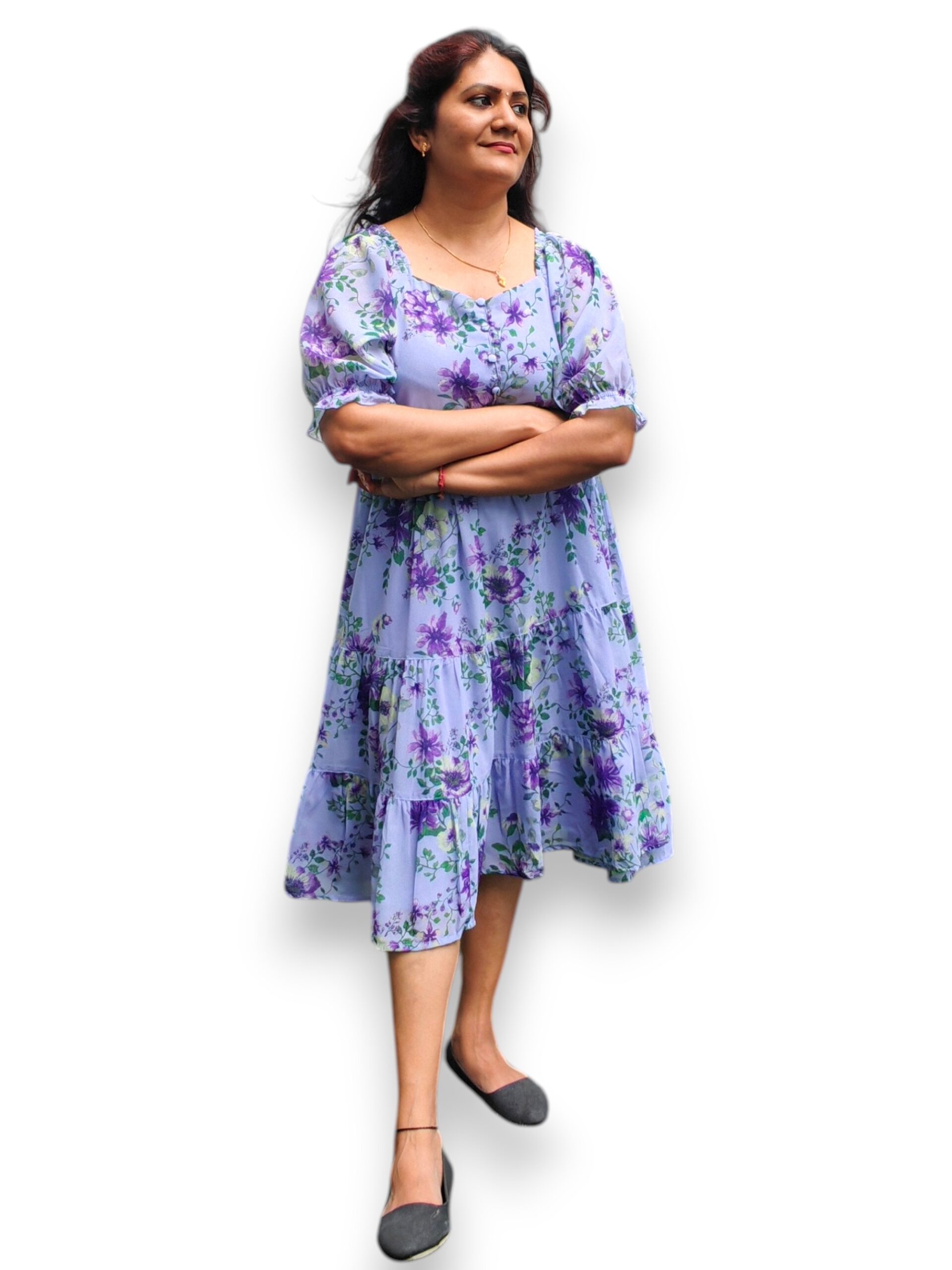 purple lavender georgette frock