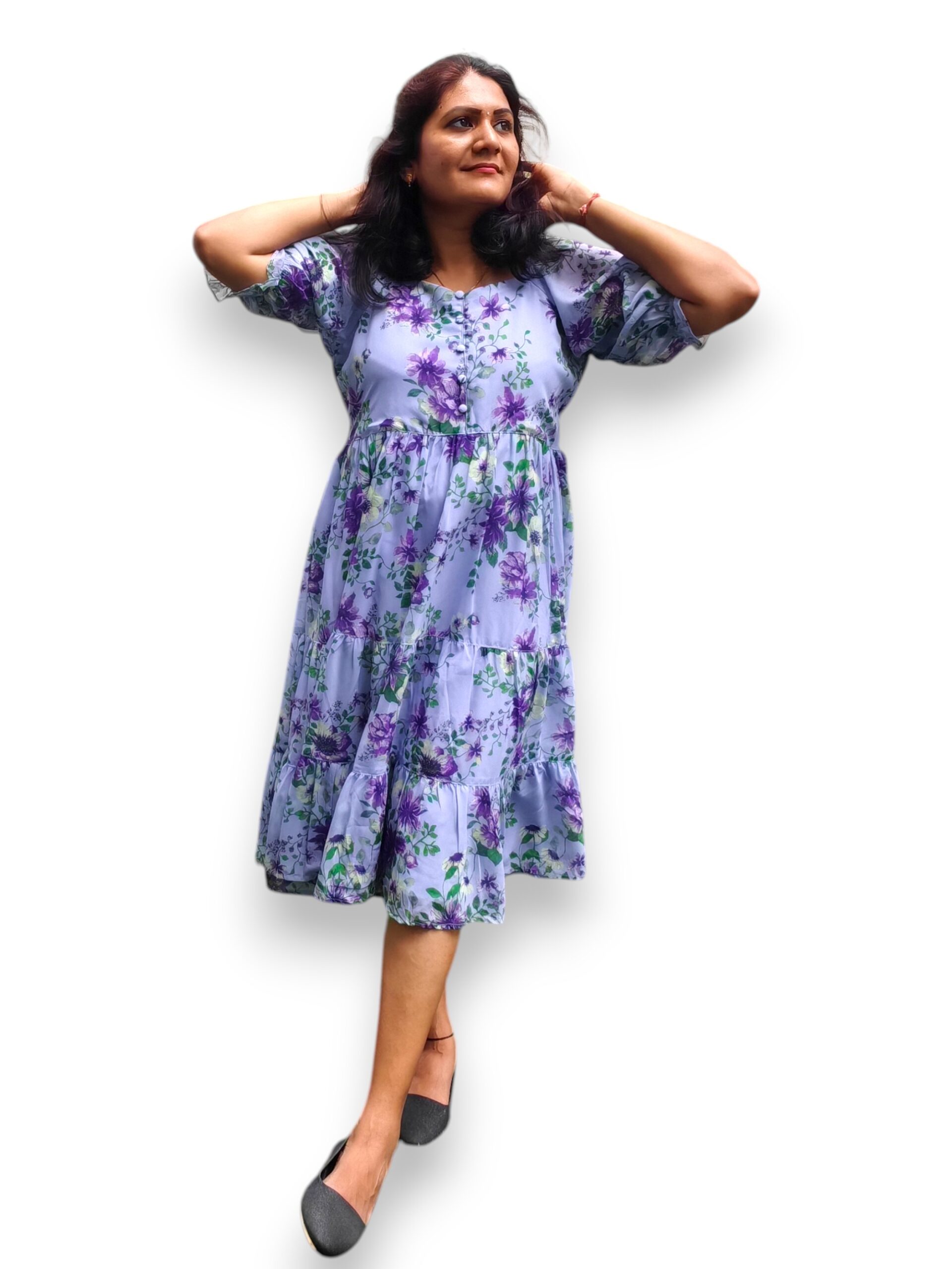 purple lavender georgette frock