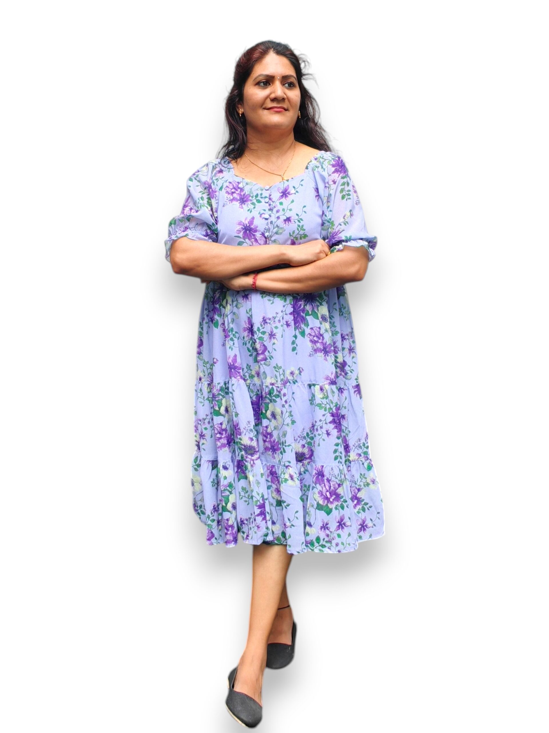 purple lavender georgette frock