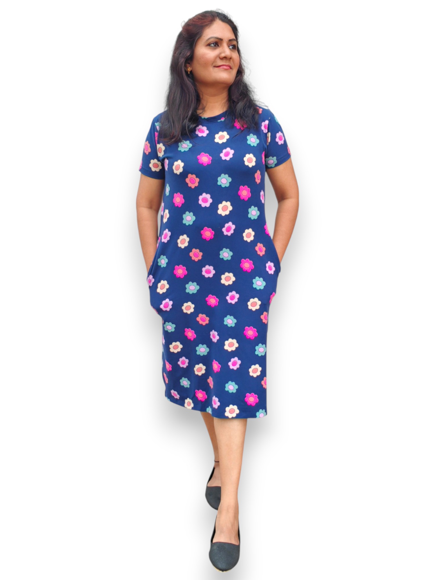Floral Print Navy Blue Tunics