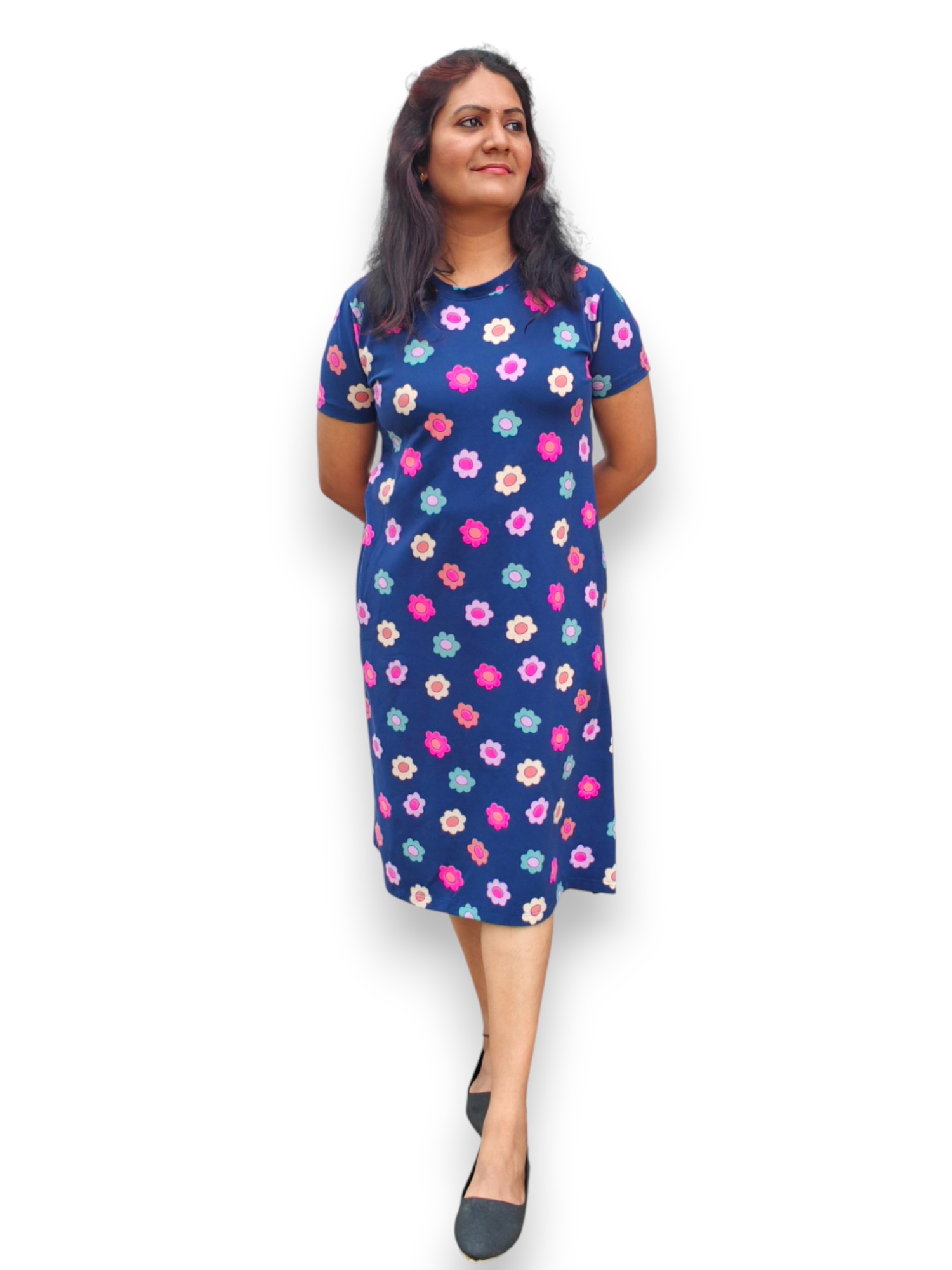 Floral Print Navy Blue Tunics