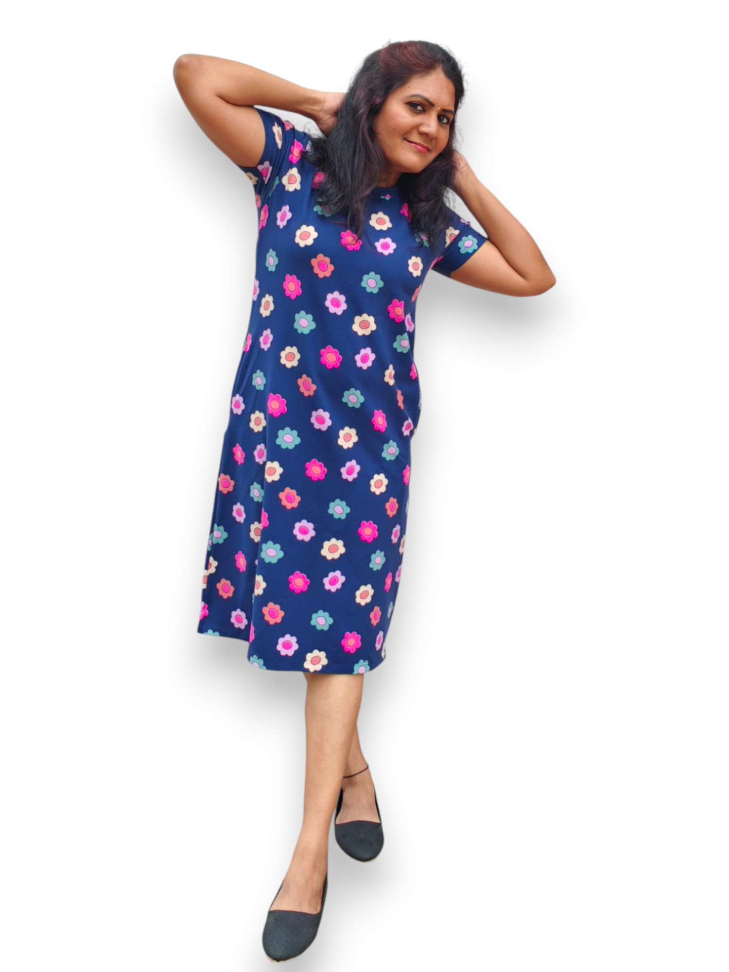 Colorful Flowers - Navy Blue - Tunics Colorful Flowers - Navy Blue - Tunics