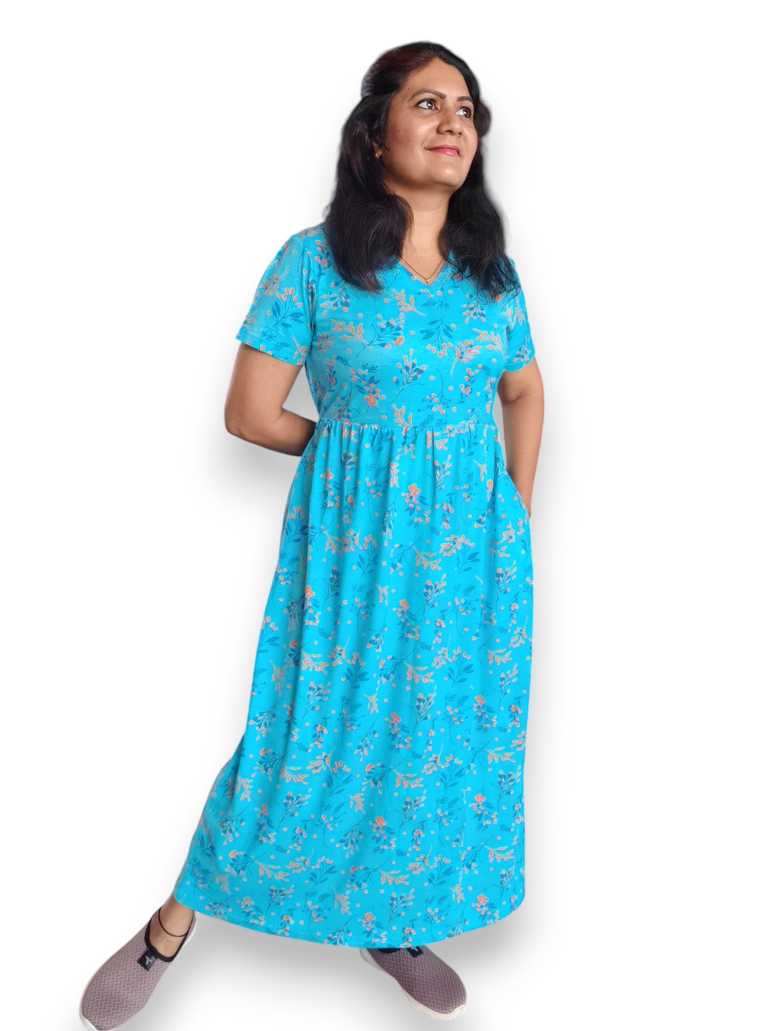 floral blue maxi nightdress