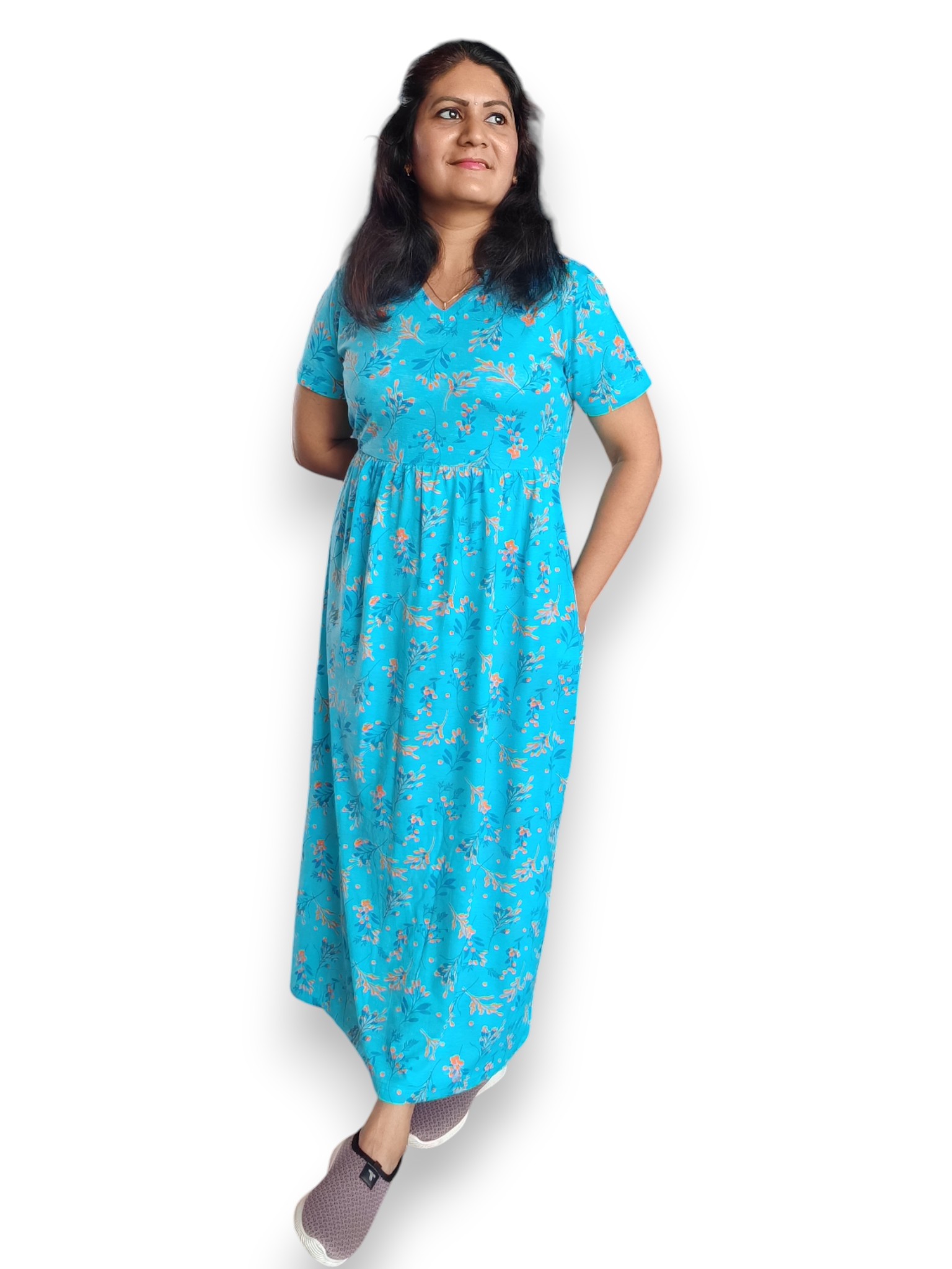 floral blue maxi nightdress