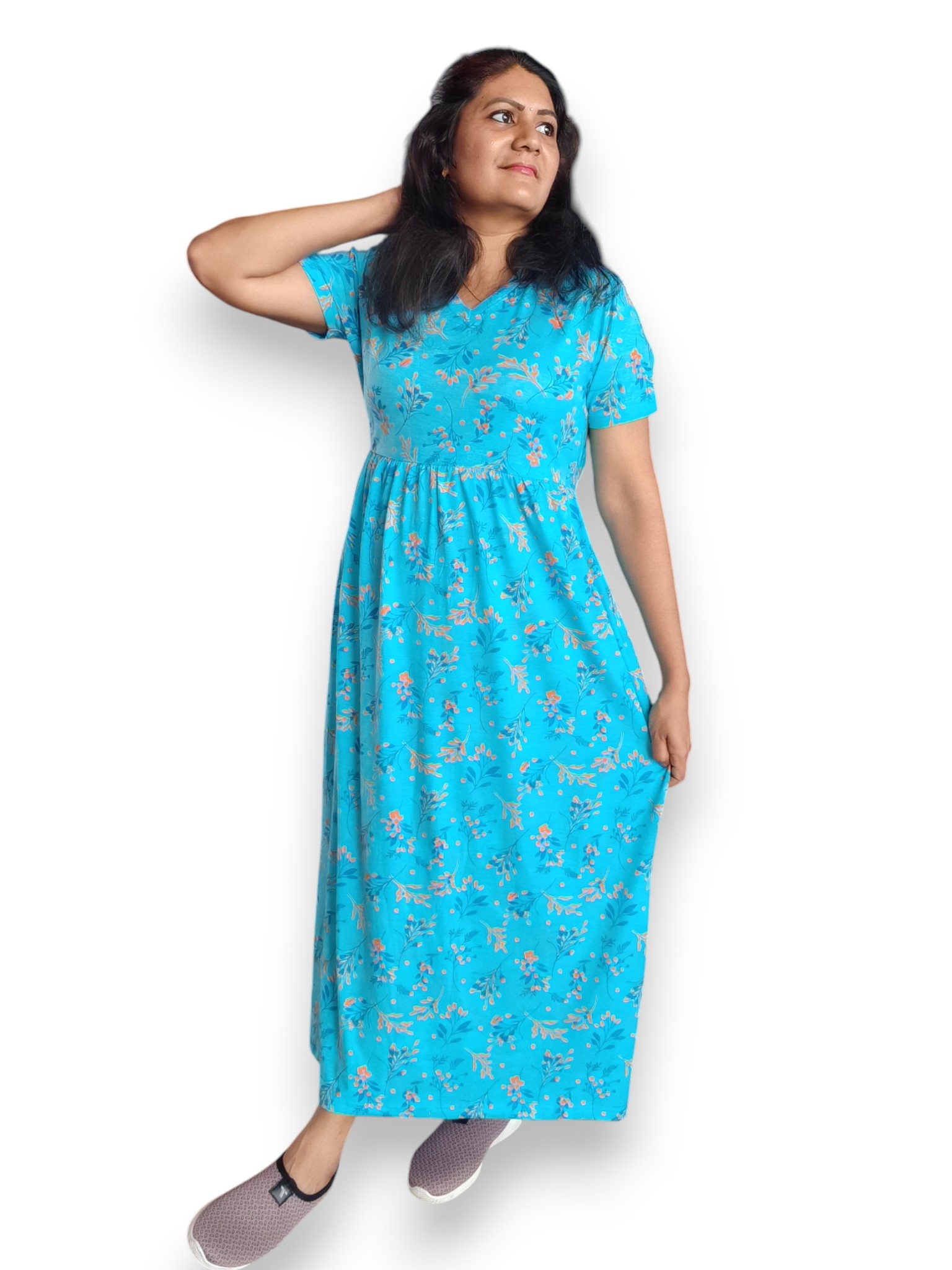 floral blue maxi nightdress