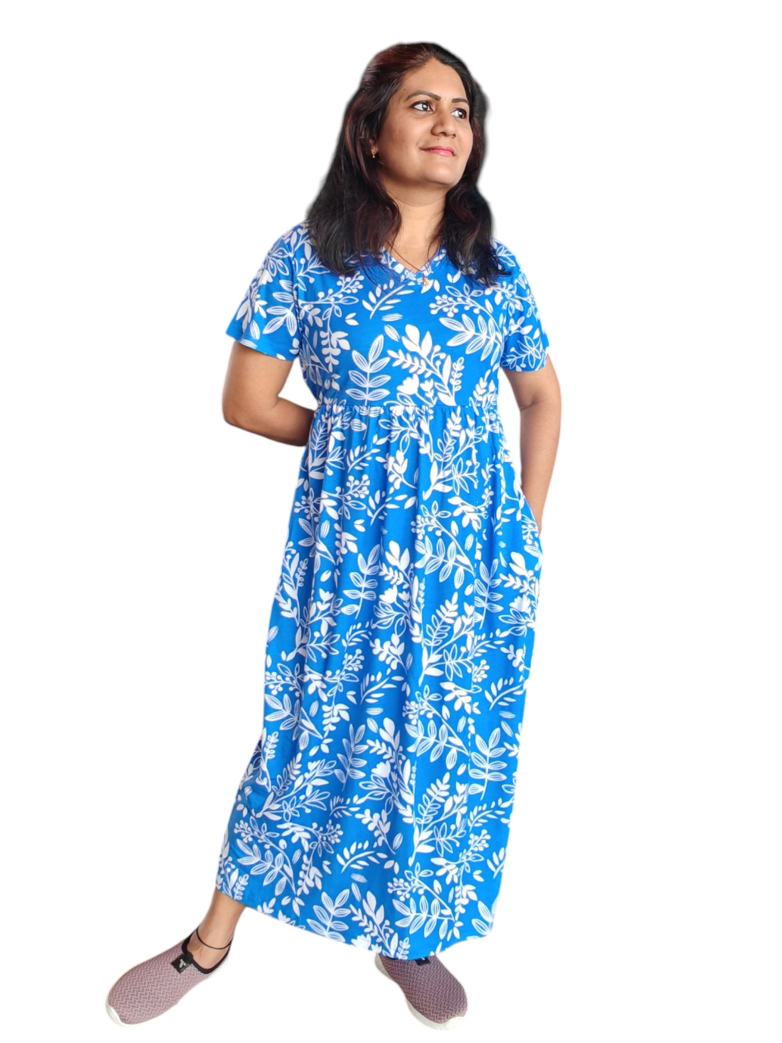Blue Leaf Maxi Nightdress
