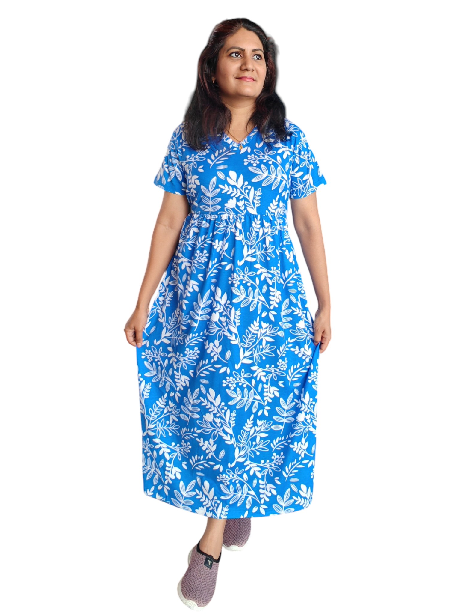 Blue Leaf Maxi Nightdress