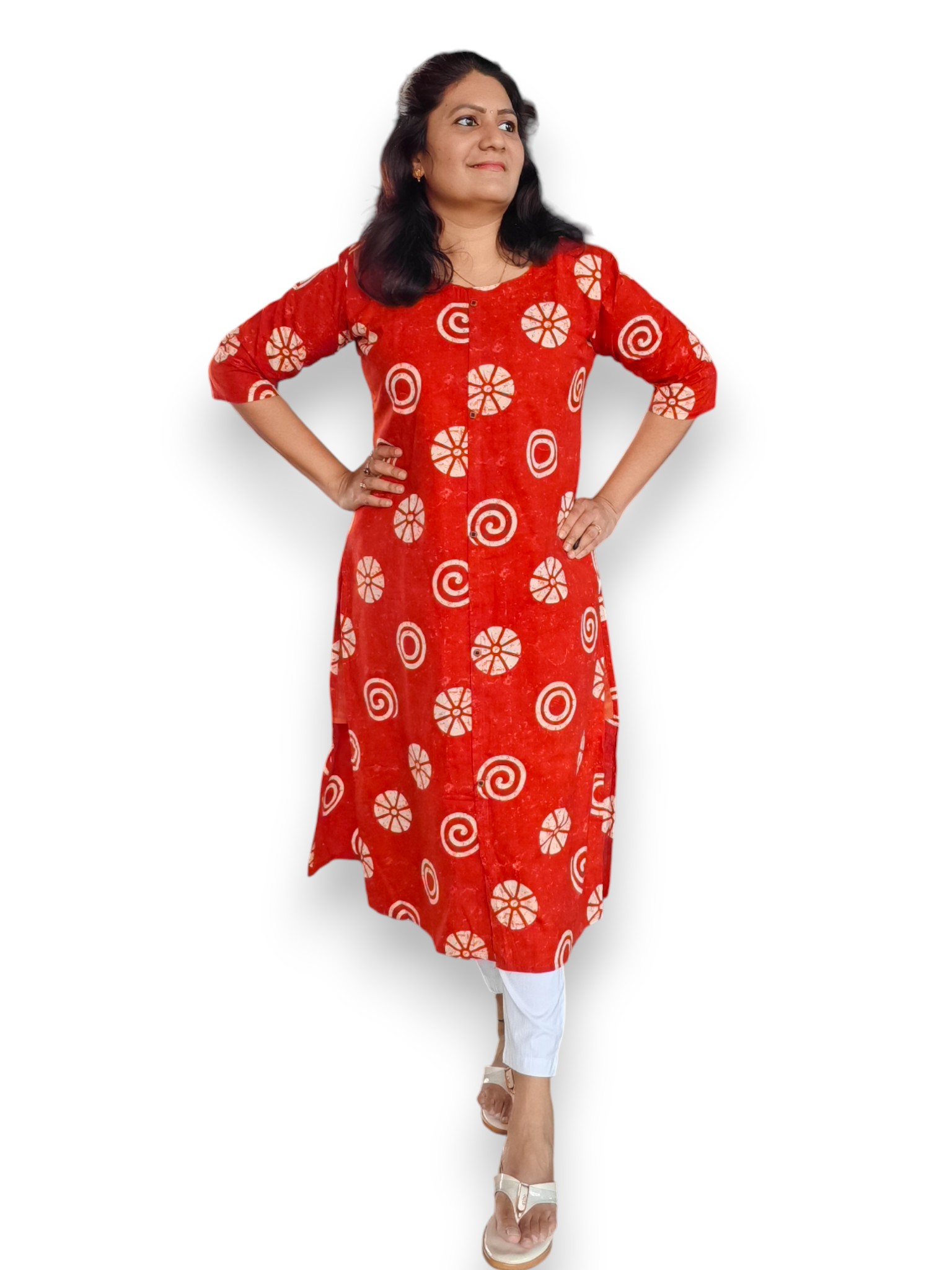 Brick Orange Kurta - Cotton - Top Only Brick Orange Kurta - Cotton - Top Only