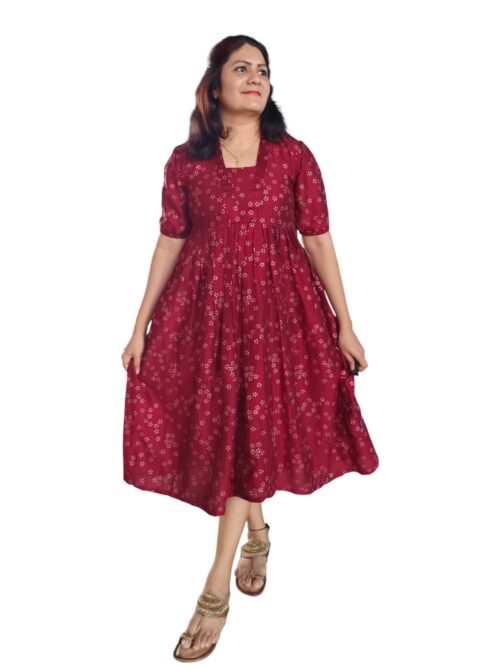 Fit & Flare Dress - Maroon