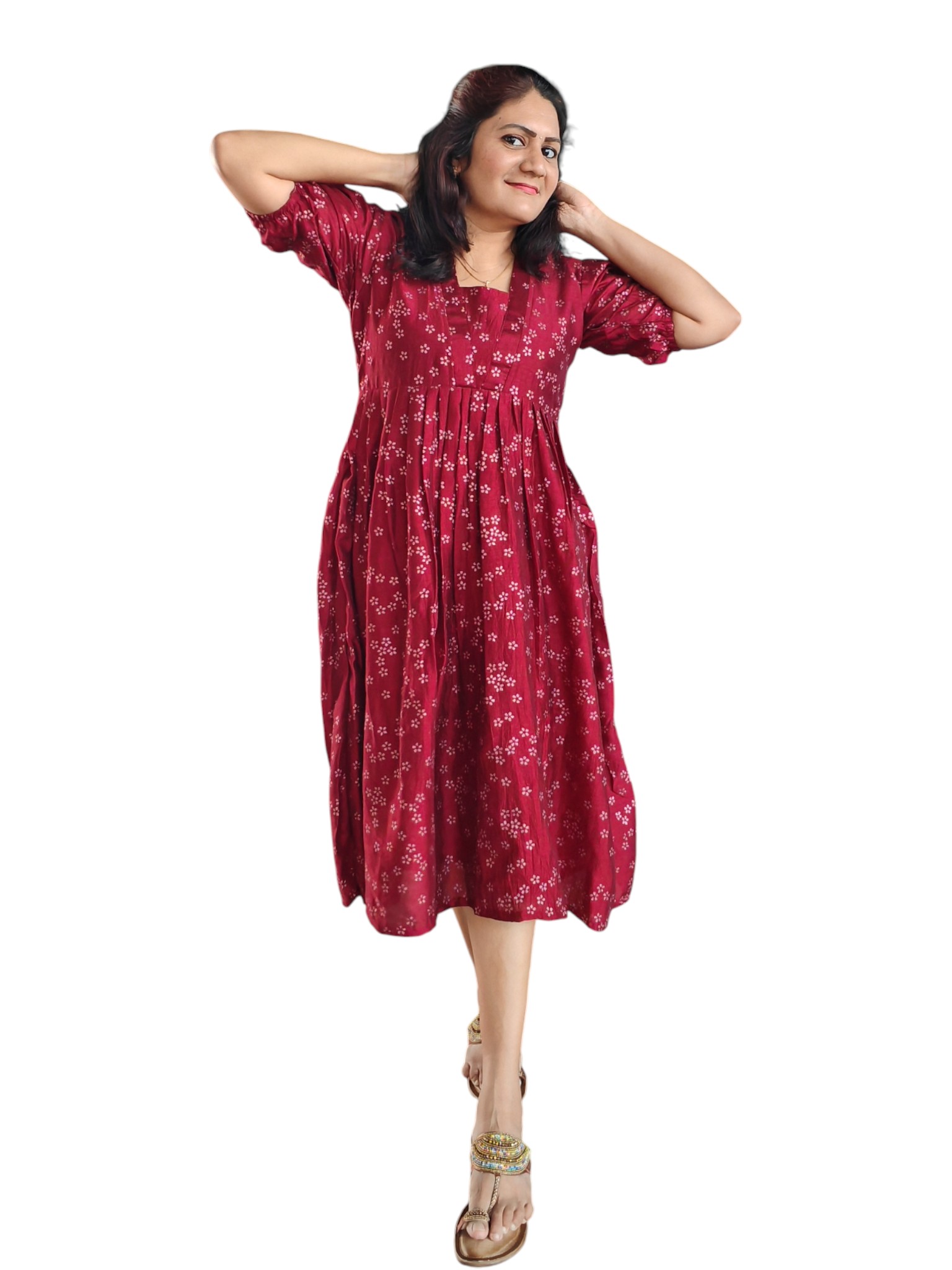 Fit & Flare Dress - Maroon