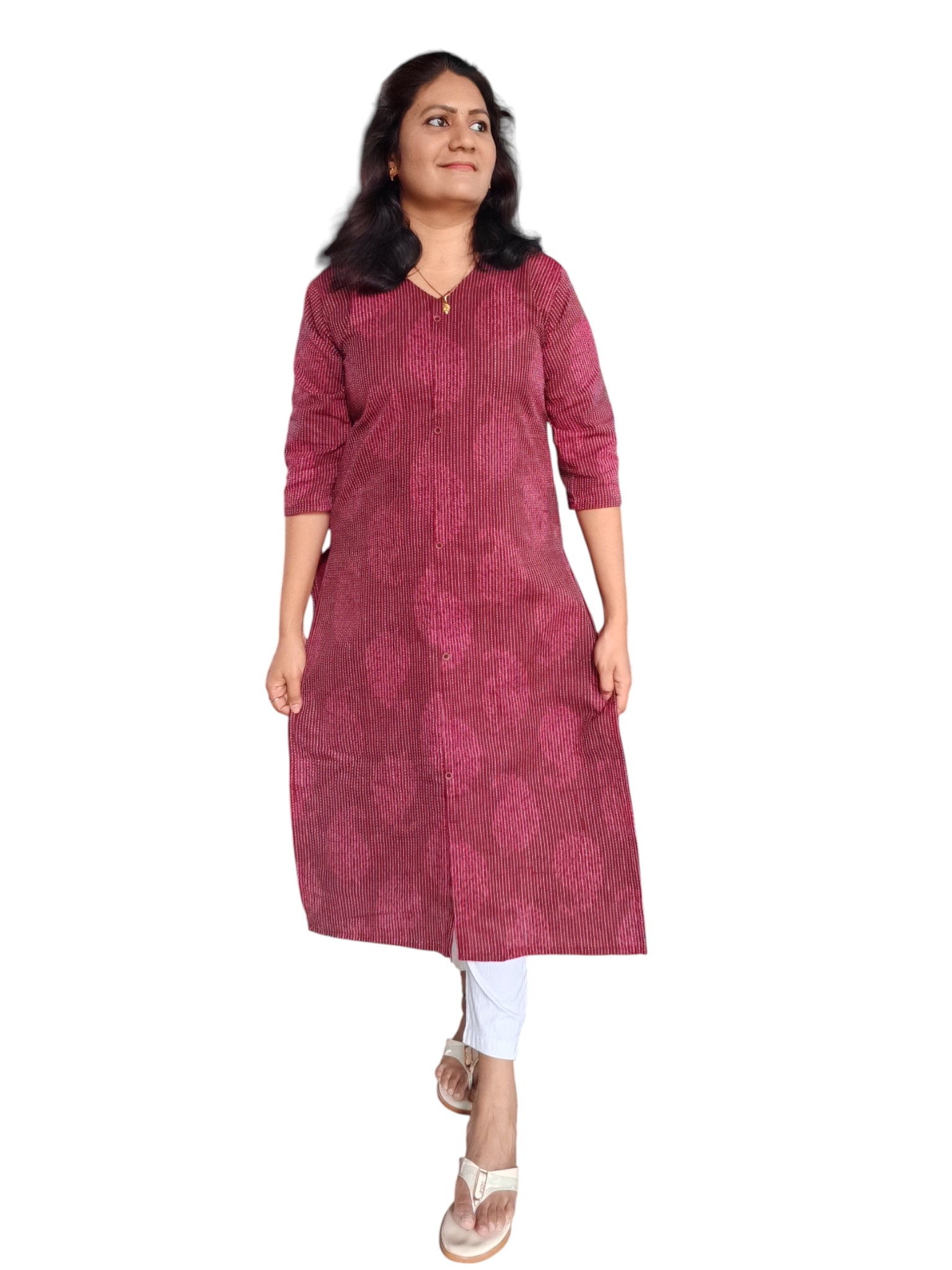 Maroon Kurta - Kantha Cotton - Top Only Maroon Kurta - Kantha Cotton - Top Only
