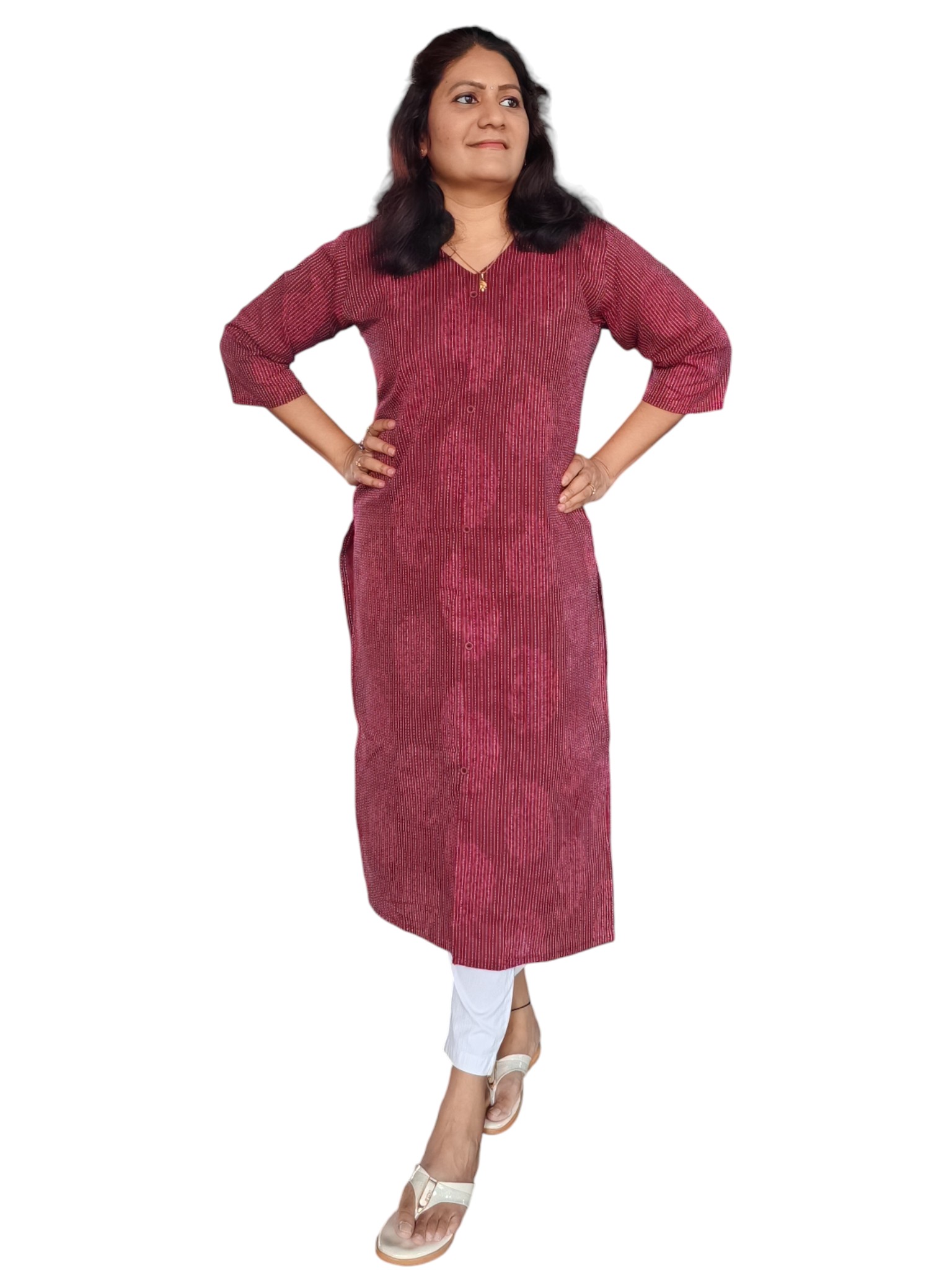 Maroon Kurta - Kantha Cotton - Top Only Maroon Kurta - Kantha Cotton - Top Only