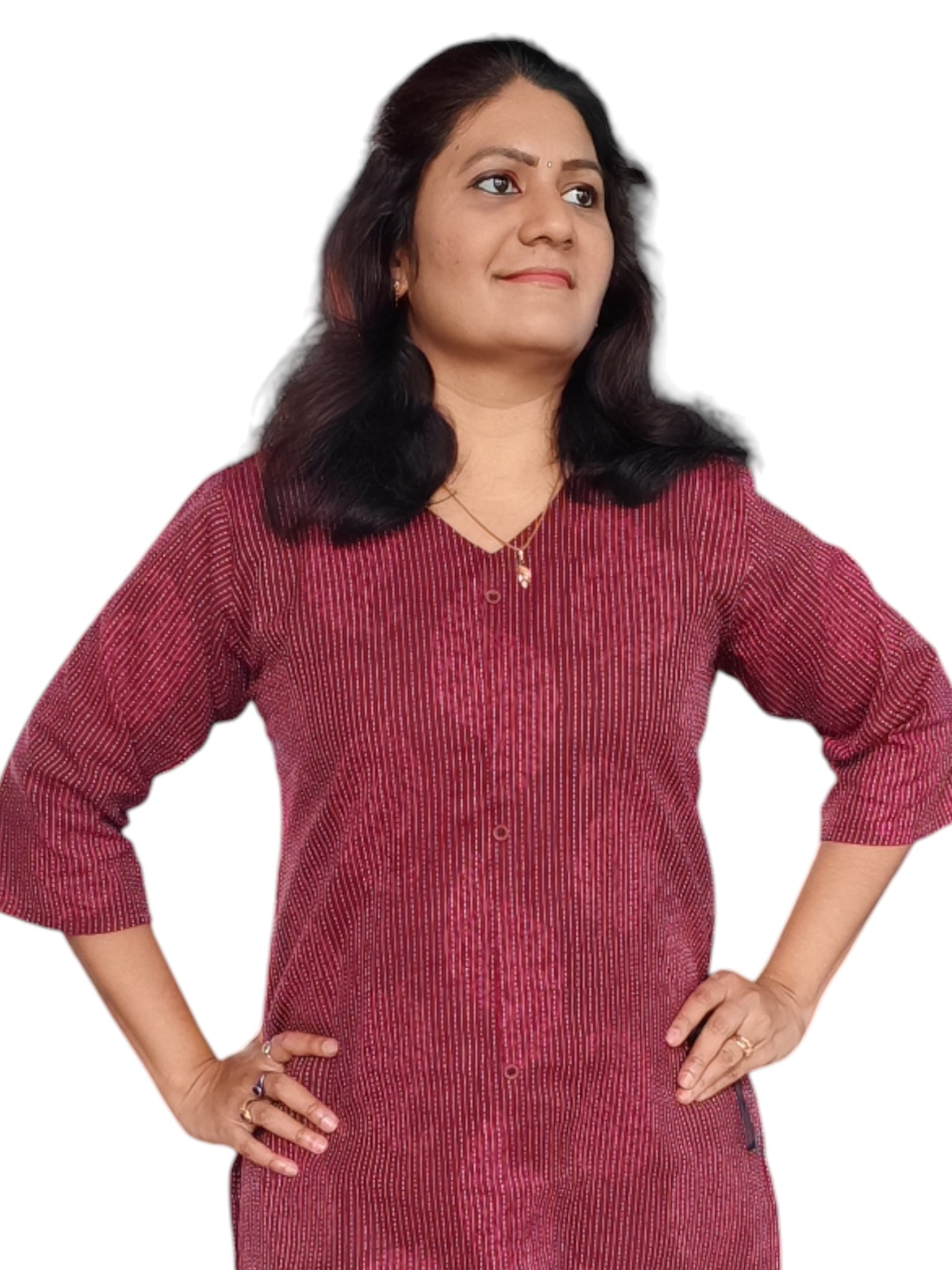 Maroon Kurta - Kantha Cotton - Top Only Maroon Kurta - Kantha Cotton - Top Only