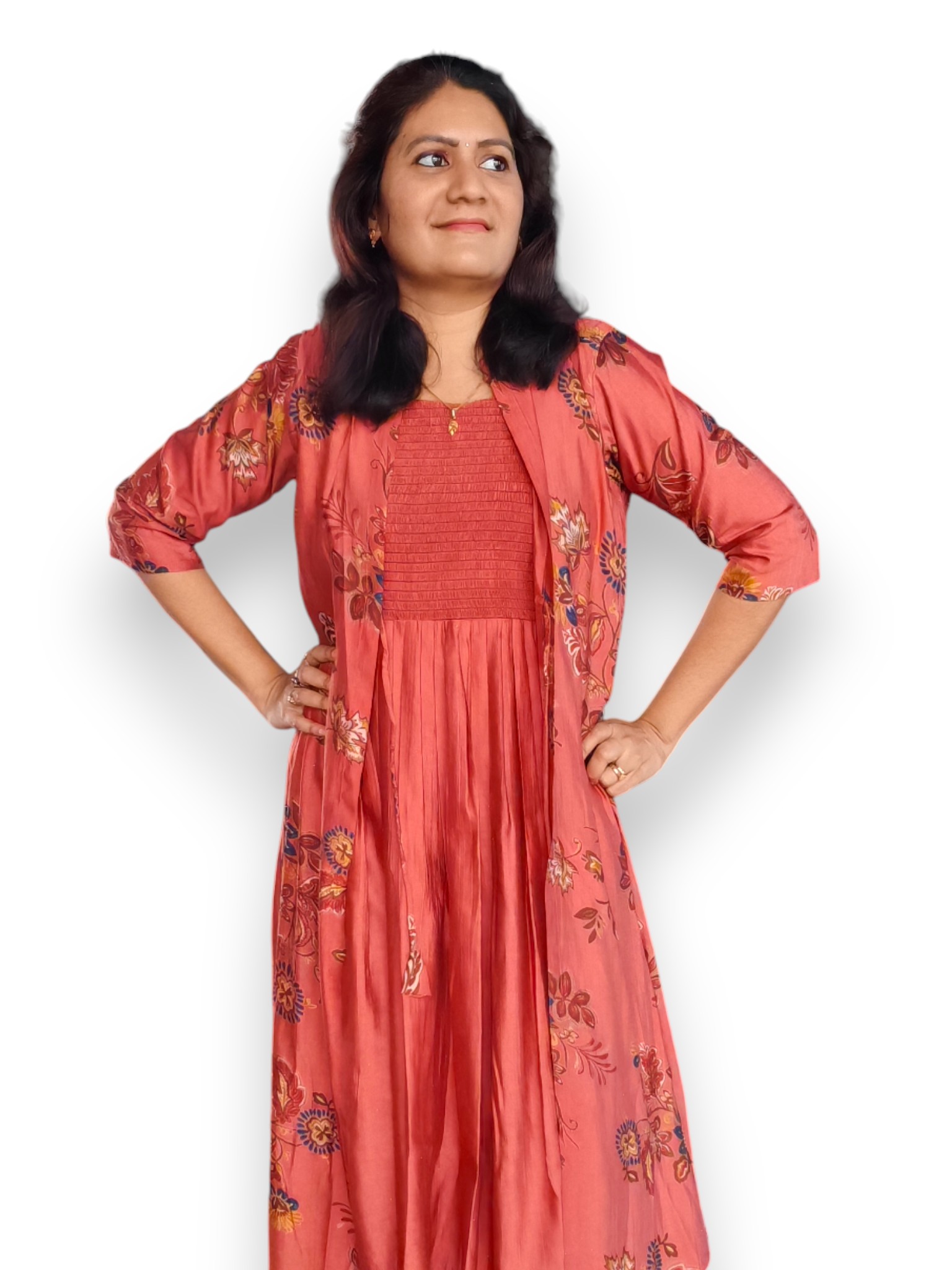 Overcoat Dress - Pastel Brick - Vertican Silk