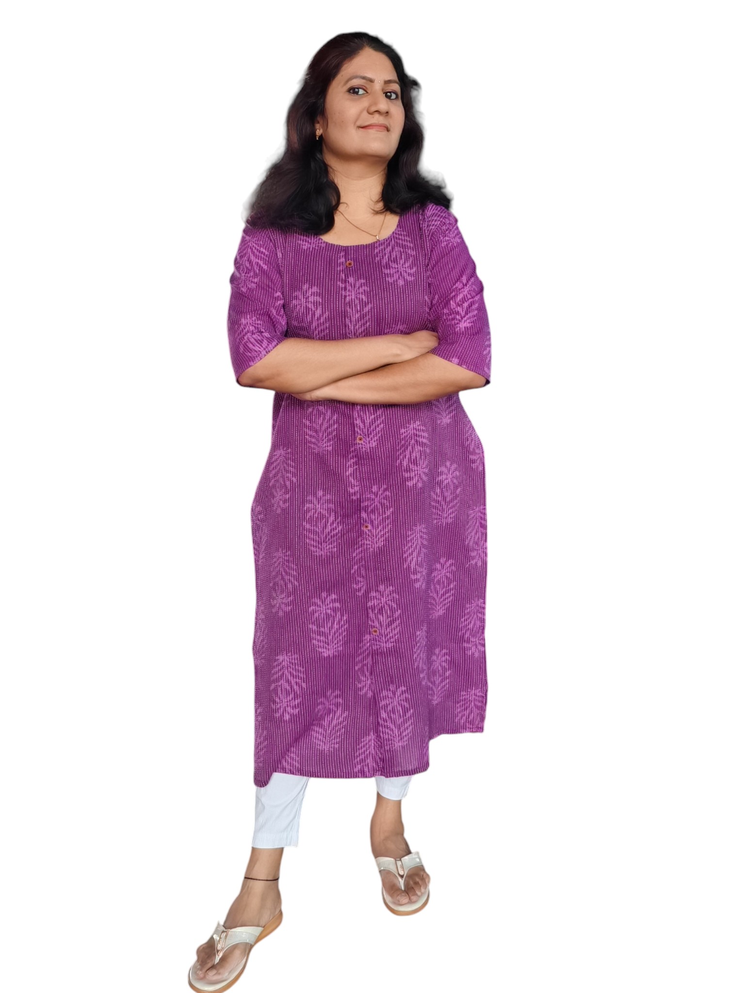 Purple Kurta - Kantha Cotton - Top Only