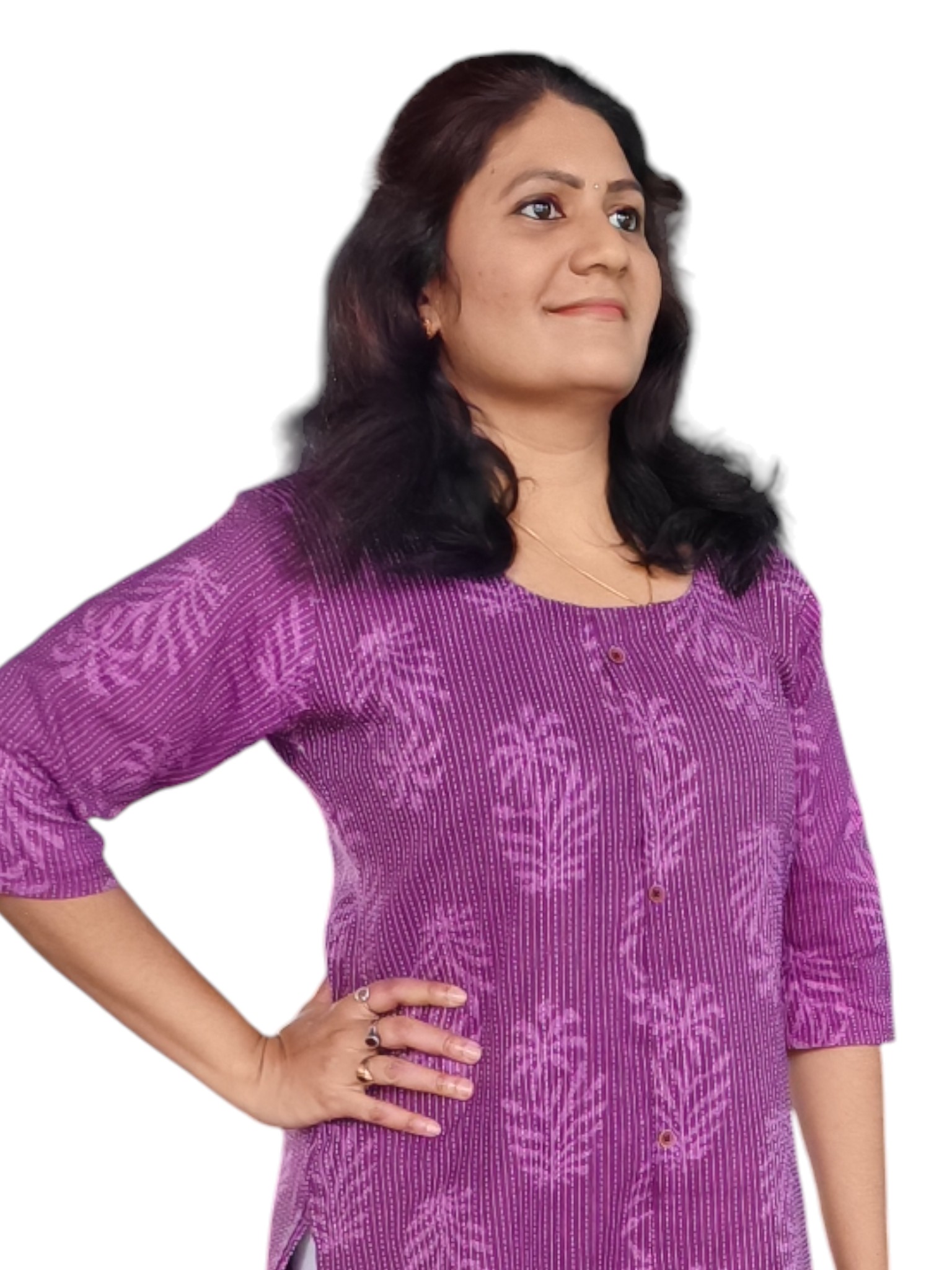 Purple Kurta - Kantha Cotton - Top Only