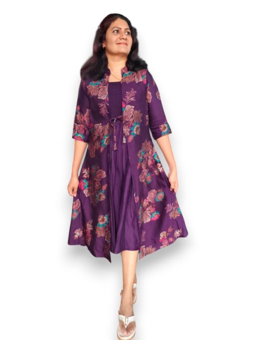 Overcoat Dress - Purple - Vertican Silk