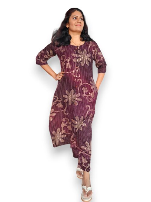 Wine Beauty - Rayon Floral Coord Set